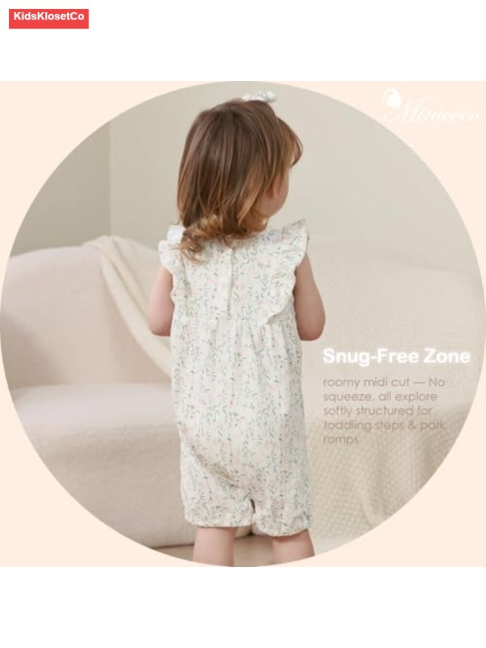 100% Cotton Baby Girls Ruffle Sleeve Romper One-Piece Jumpsuit - Picture 3 of 4